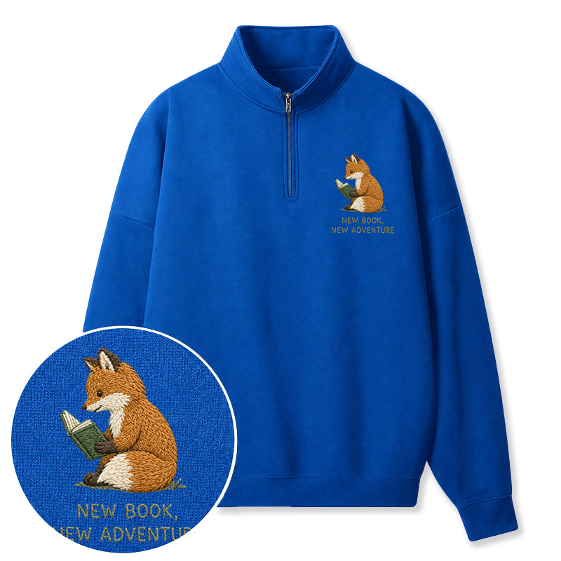 Embroidered New Book New Adventure Classic Quarter Zip Sweatshirt