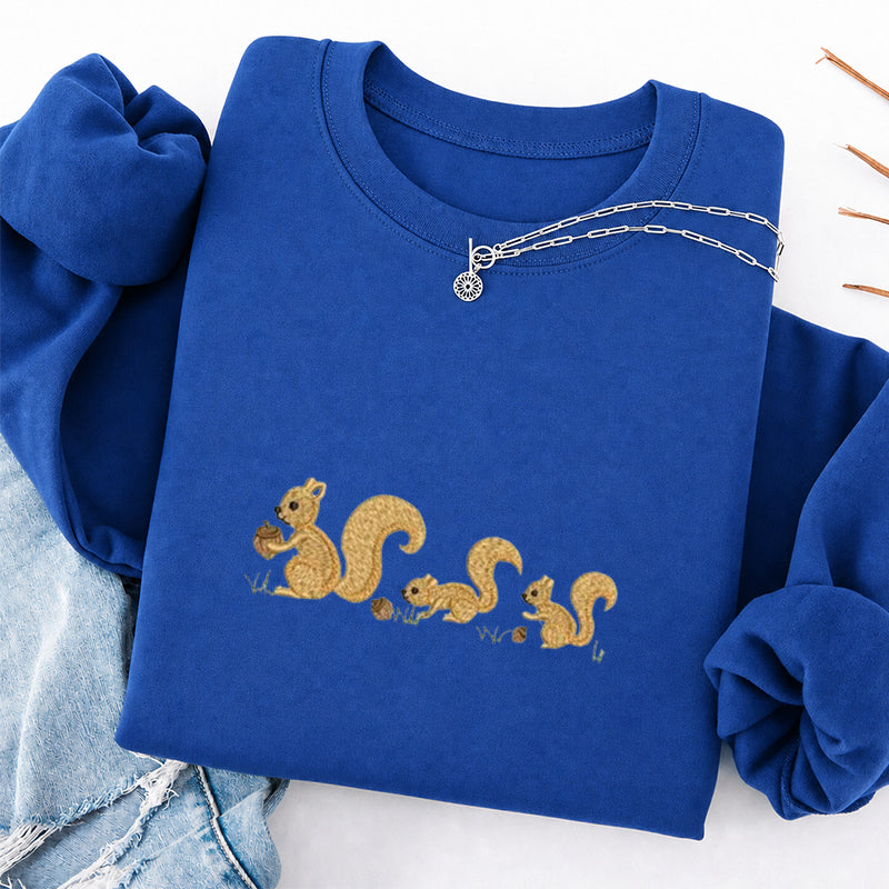 Embroidered Cute Squirrels Classic Crewneck Sweatshirt