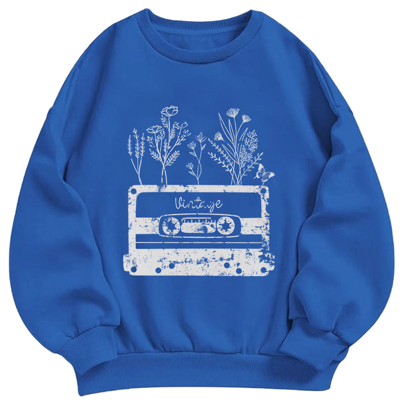 Vintage Cassette Wildflowers Classic Adult Unisex Crewneck Sweatshirts
