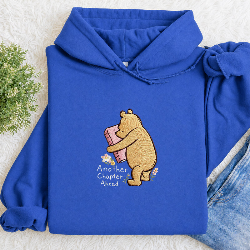 Embroidered Reading Bear Another Chapter Classic Adult Unisex Hoodie