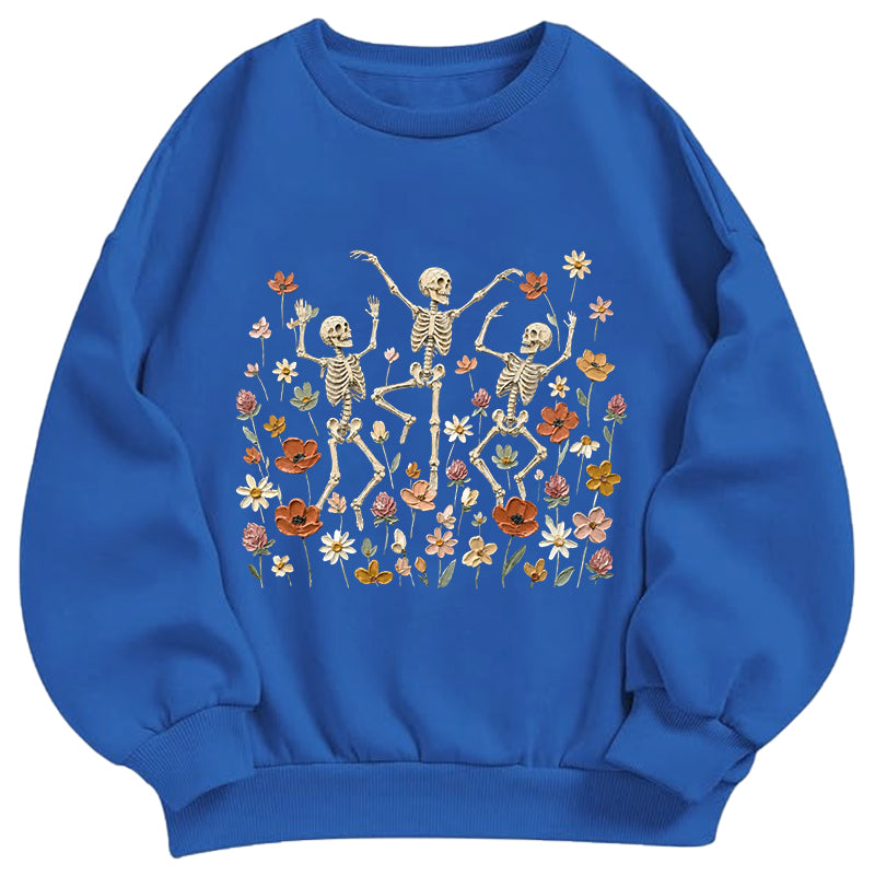 Skeleton and Floral Garden Classic Adult Unisex Crewneck Sweatshirts