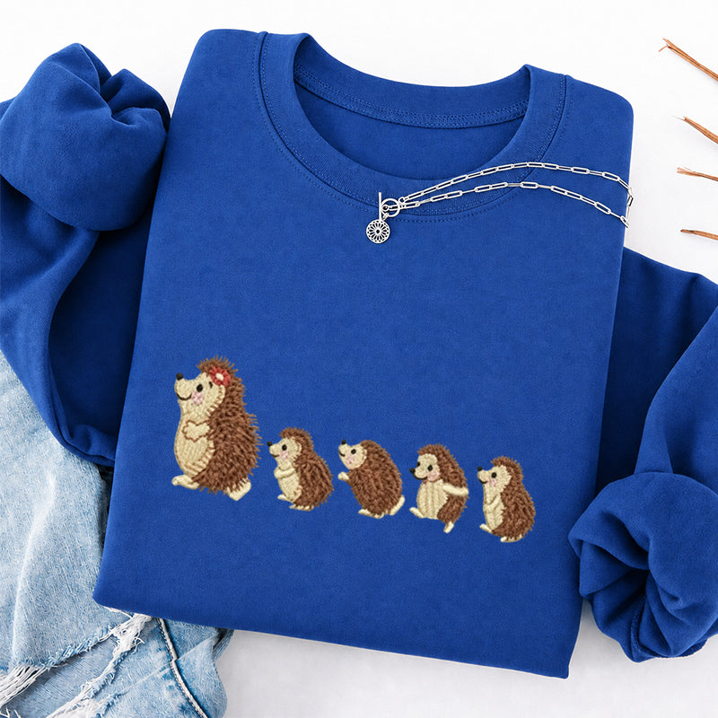 Embroidered Cute Hedgehog Classic Crewneck Sweatshirt