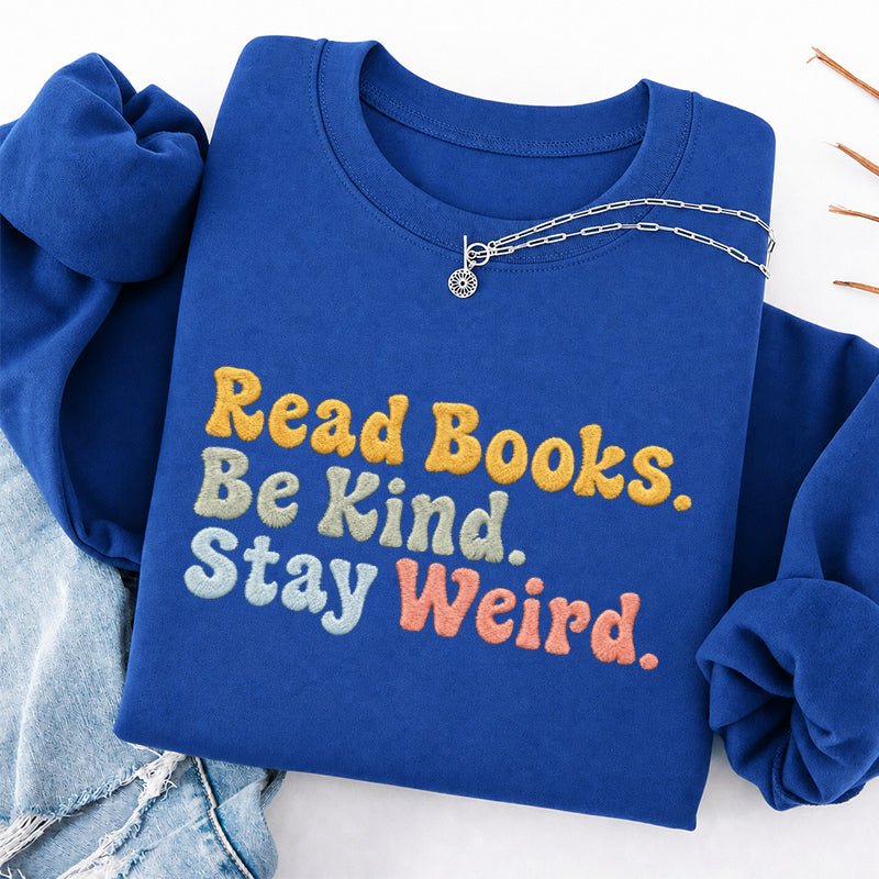 Embroidered Read Book Be Kind Classic Crewneck Sweatshirt
