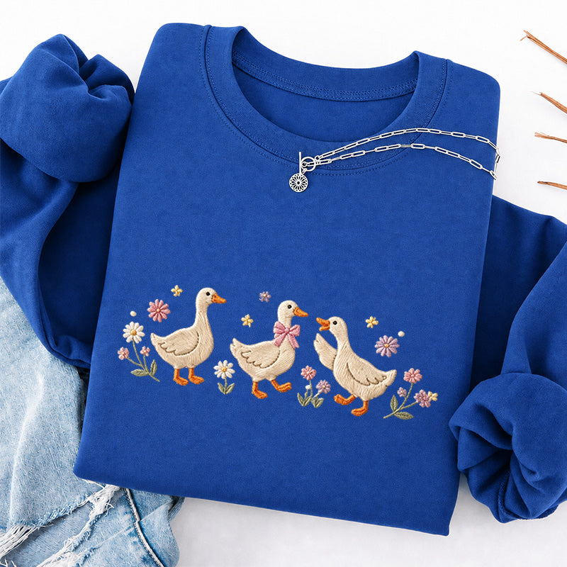 Embroidered Floral Goose Classic Crewneck Sweatshirt