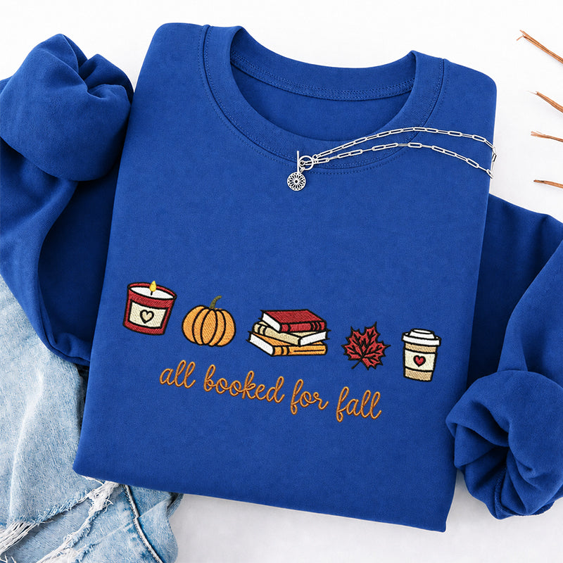 Embroidered All Booked For Fall Classic Crewneck Sweatshirt