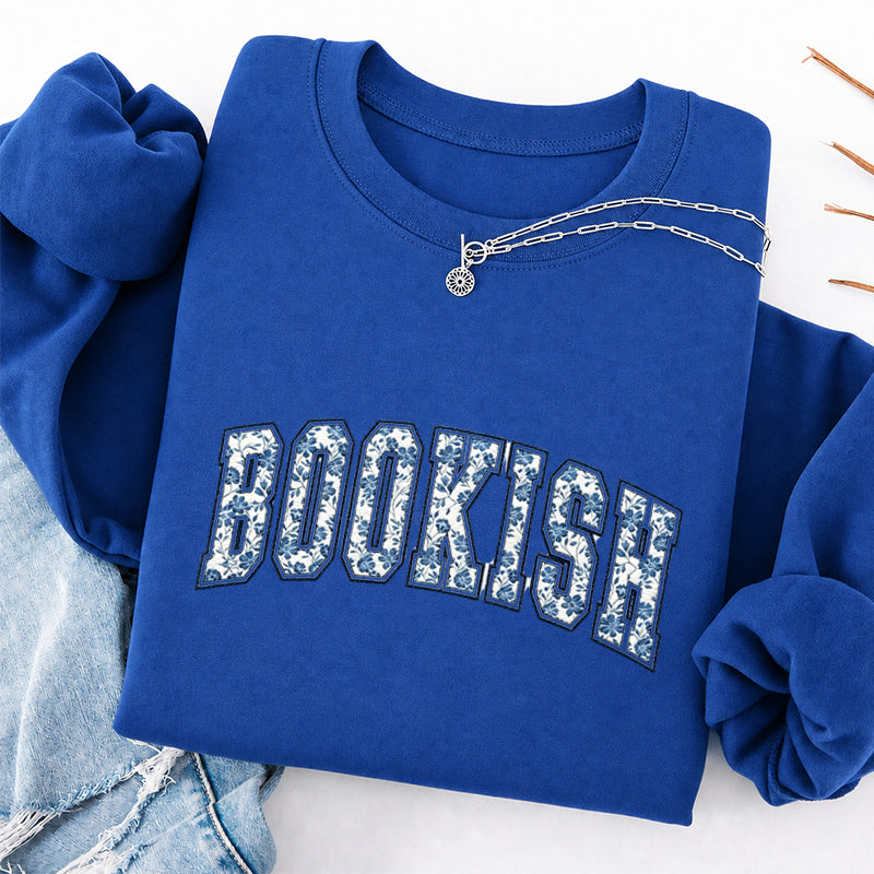 Embroidered Retro Bookish Classic Crewneck Sweatshirt