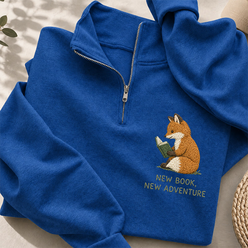 Embroidered New Book New Adventure Classic Quarter Zip Sweatshirt