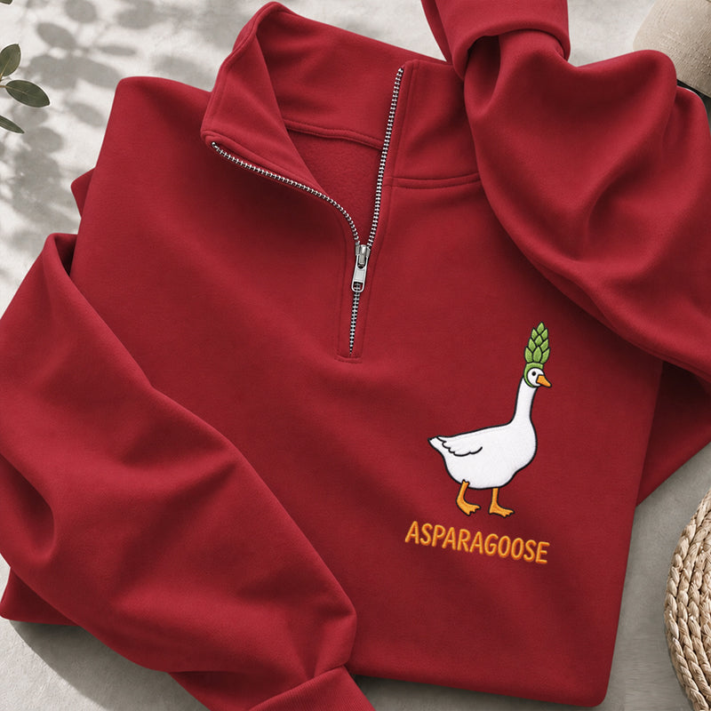 Embroidered Funny Asparagus Asparagoose Classic Quarter Zip Sweatshirt