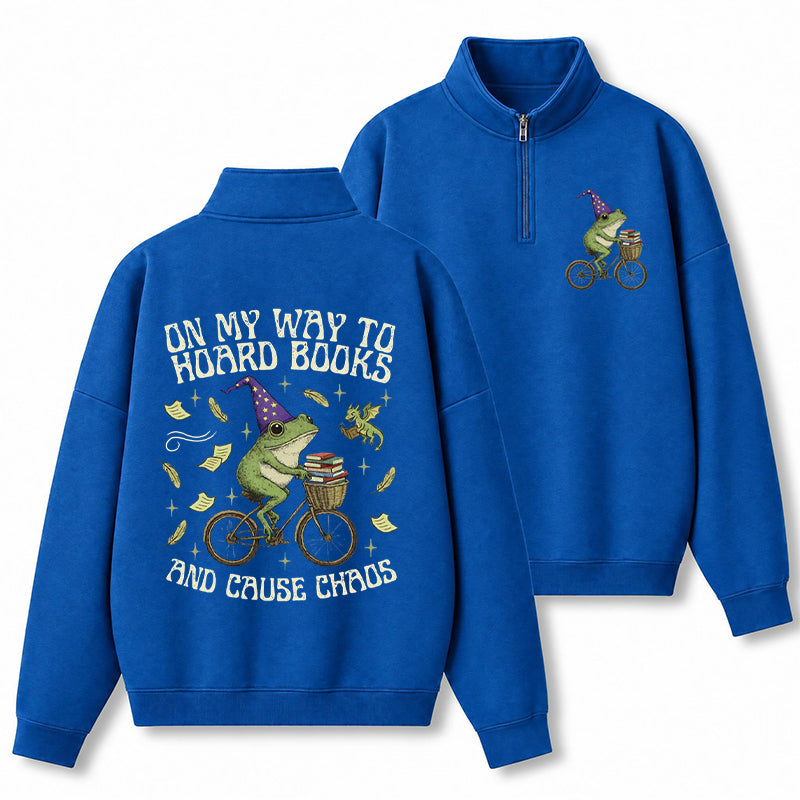 Off To Hoard Books Bookish Frog Classic Quarter Zip Sweatshirt