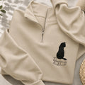Embroidered Black Cat On Books Classic Quarter Zip Sweatshirt