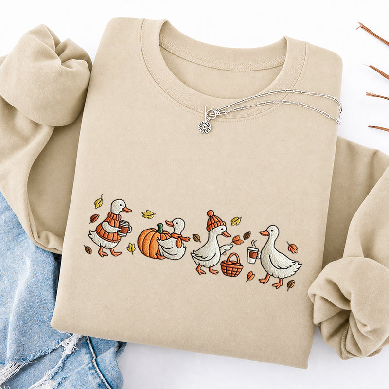Embroidered Autumn Goose Classic Crewneck Sweatshirt