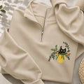 Embroidered Black Cat Flowerpot Classic Quarter Zip Sweatshirt
