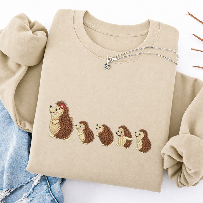 Embroidered Cute Hedgehog Classic Crewneck Sweatshirt