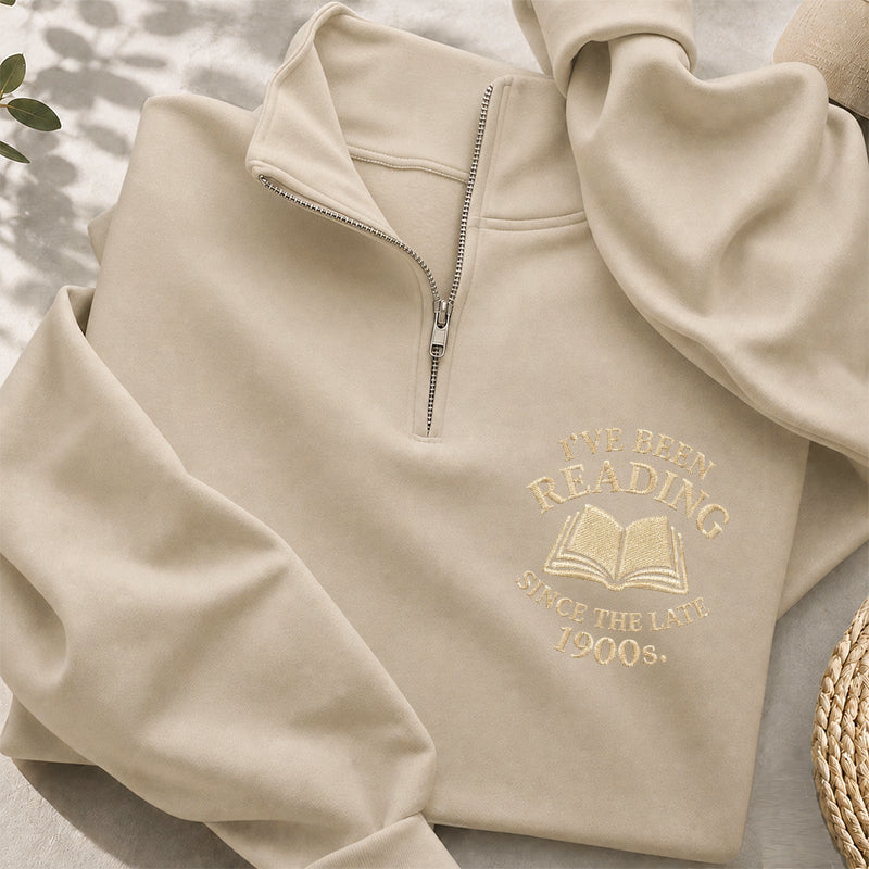 Embroidered Reading Since The Late 1990s Classic Quarter Zip Sweatshirt