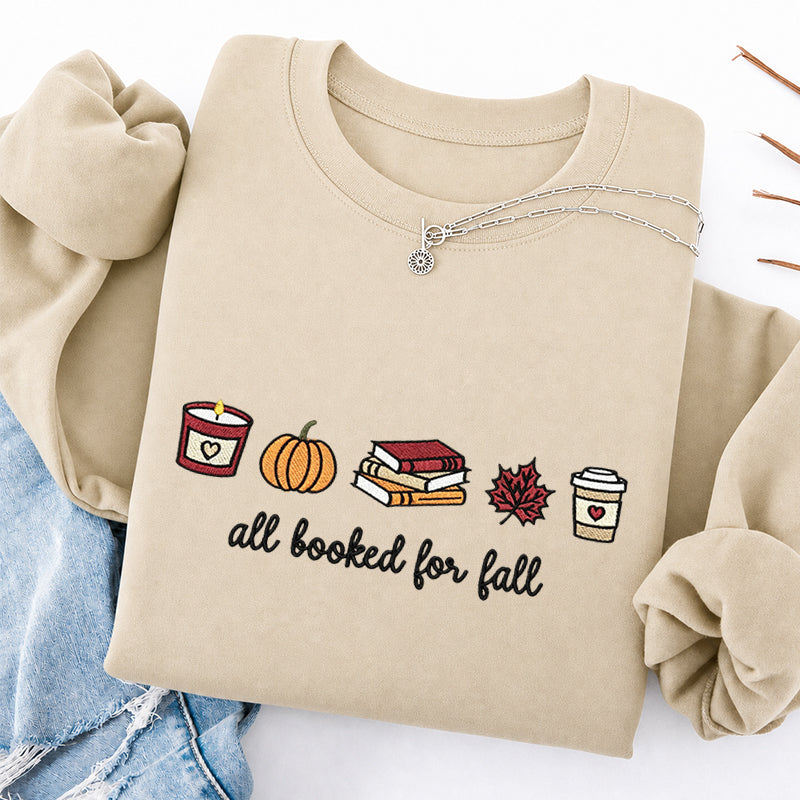 Embroidered All Booked For Fall Classic Crewneck Sweatshirt