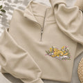 Embroidered Dog Lying On Book Classic Quarter Zip Sweatshirt