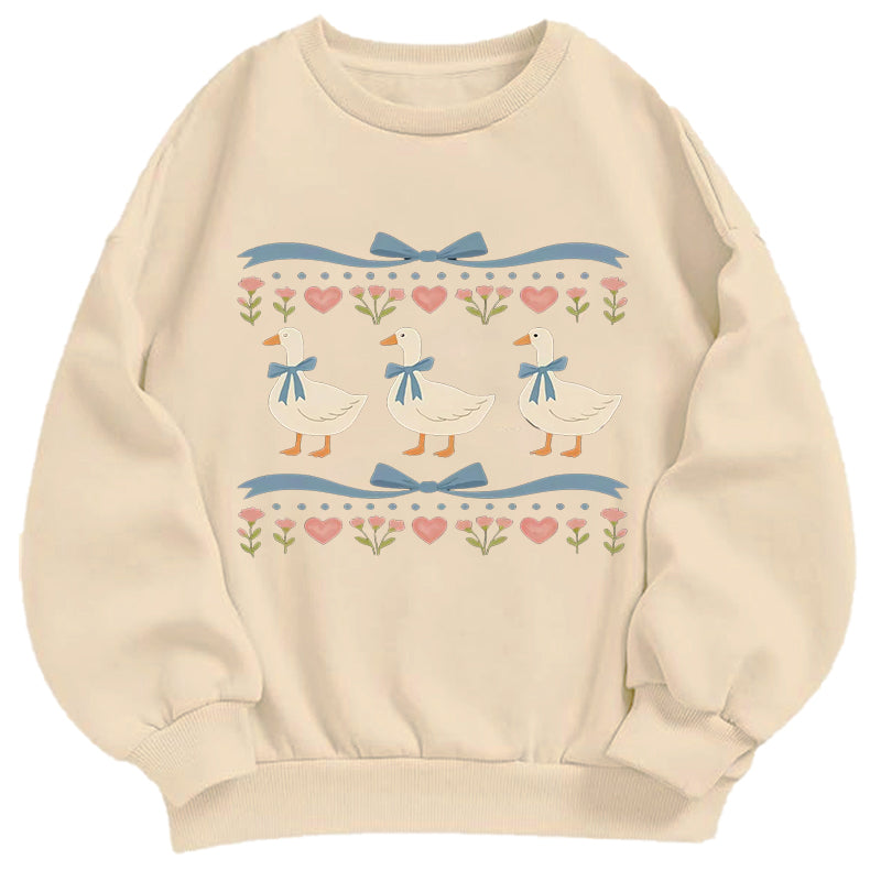 Vintage Three Duck & Floral Classic Adult Unisex Crewneck Sweatshirts