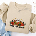 Embroidered Leaf Me Alone Classic Crewneck Sweatshirt