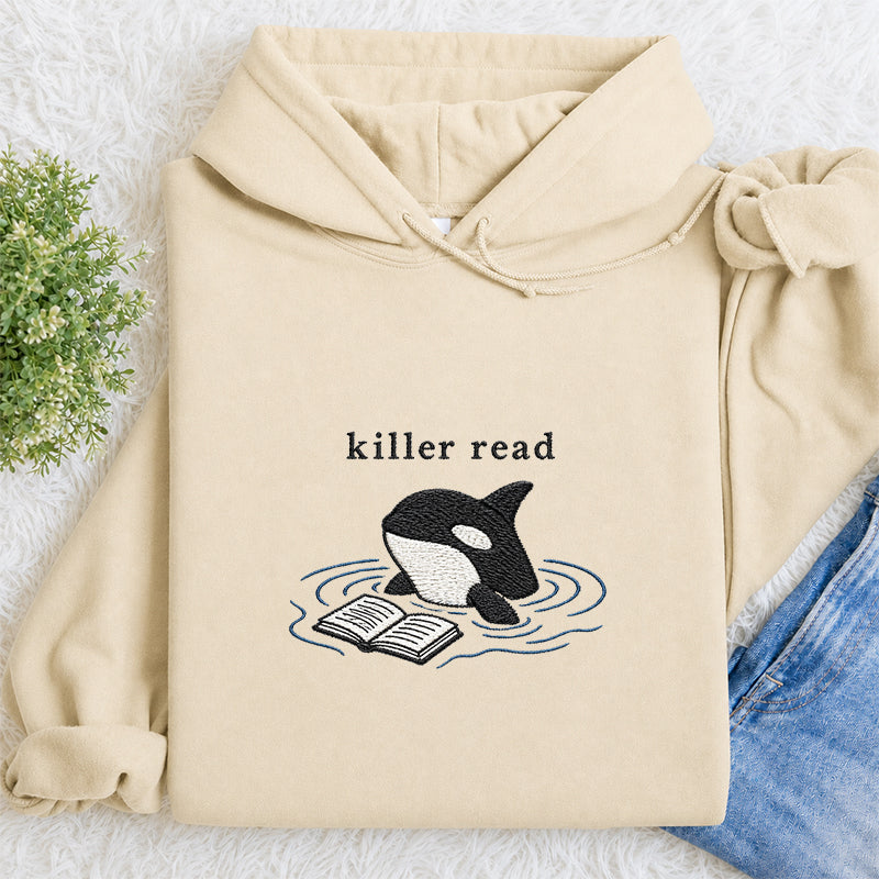Embroidered Killer Read Orca Classic Adult Unisex Hoodie