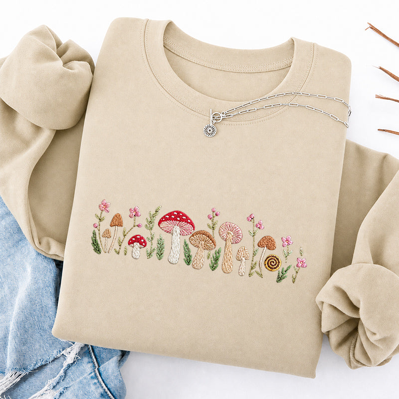 Embroidered Enchanted Mushroom Classic Crewneck Sweatshirt