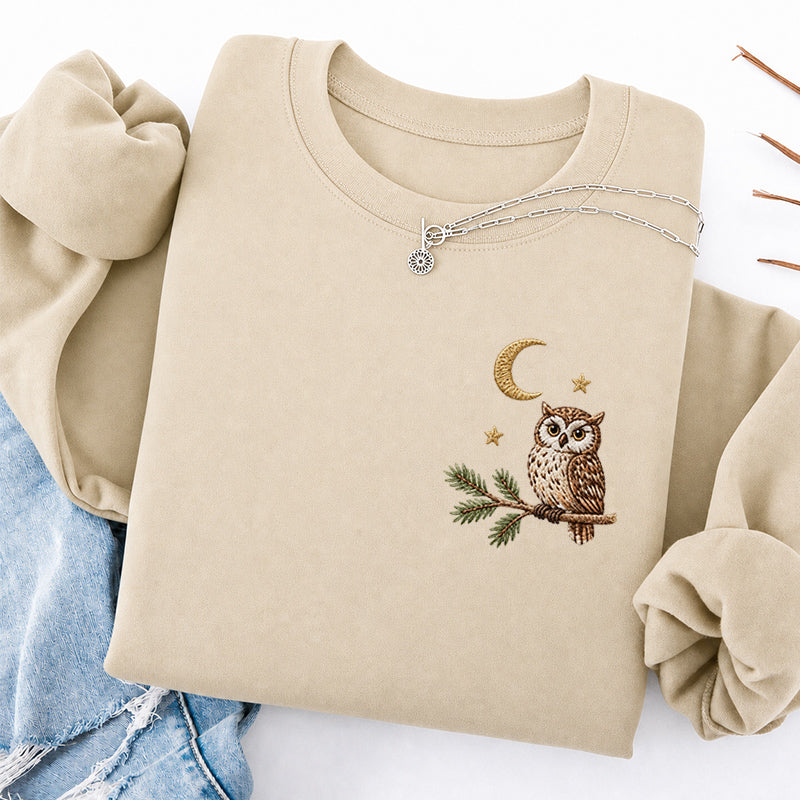 Embroidered Night Owl Classic Crewneck Sweatshirt