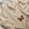 Embroidered Monarch Butterfly Classic Quarter Zip Sweatshirt