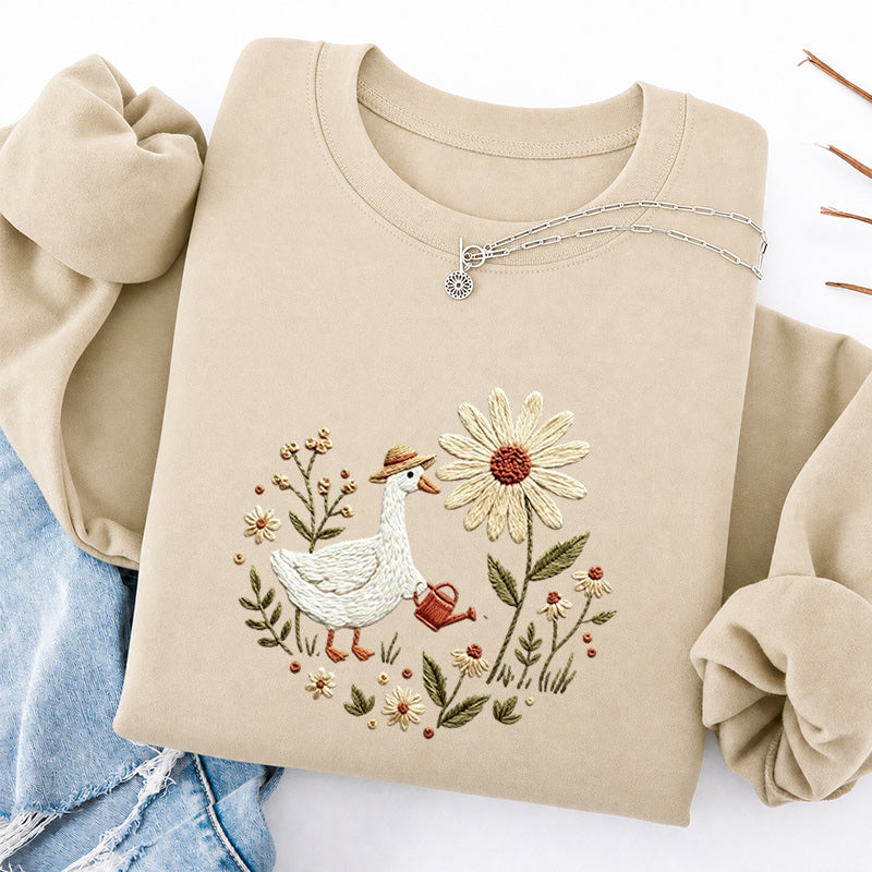 Embroidered Goose Garden Classic Crewneck Sweatshirt