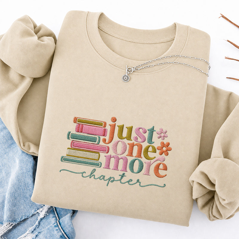 Embroidered Just One More Chapter Classic Crewneck Sweatshirt