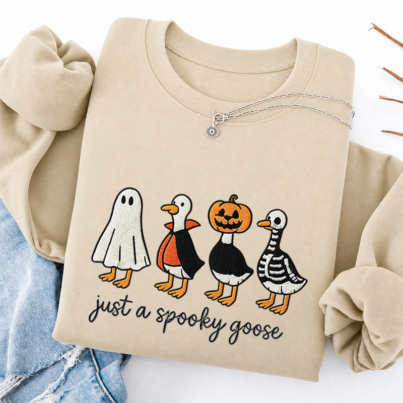 Embroidered Just A Spooky Goose Classic Crewneck Sweatshirt