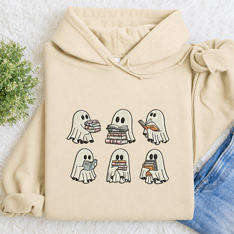 Embroidered Halloween Ghost Book Classic Adult Unisex Hoodie