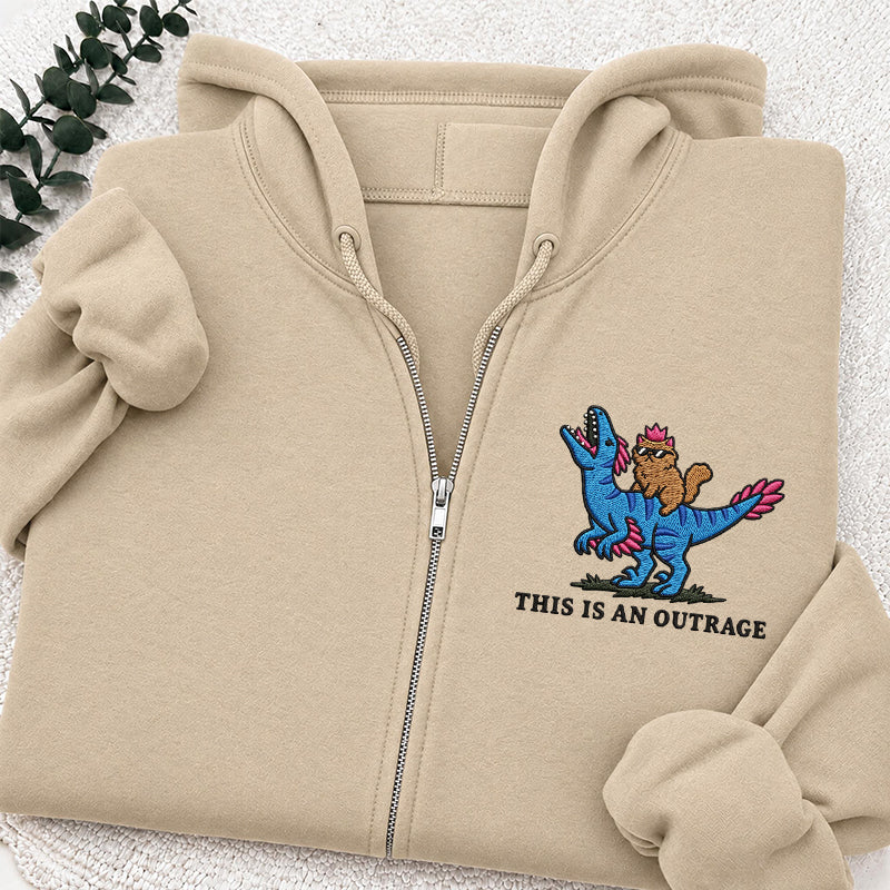 Embroidered This Is An Outrage Book Lover Classic Full Zip Hoodie