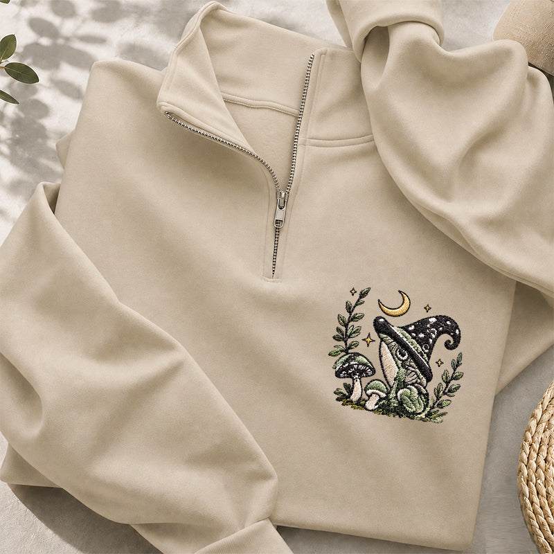 Embroidered Witchy Frog Classic Quarter Zip Sweatshirt