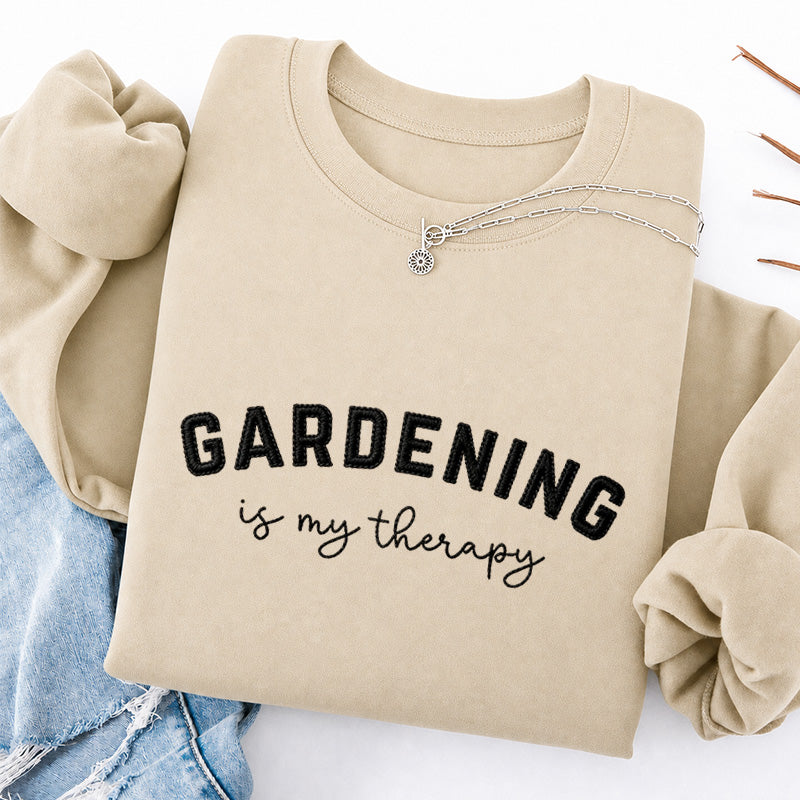 Embroidered Gardening Is My Therapy Classic Crewneck Sweatshirt