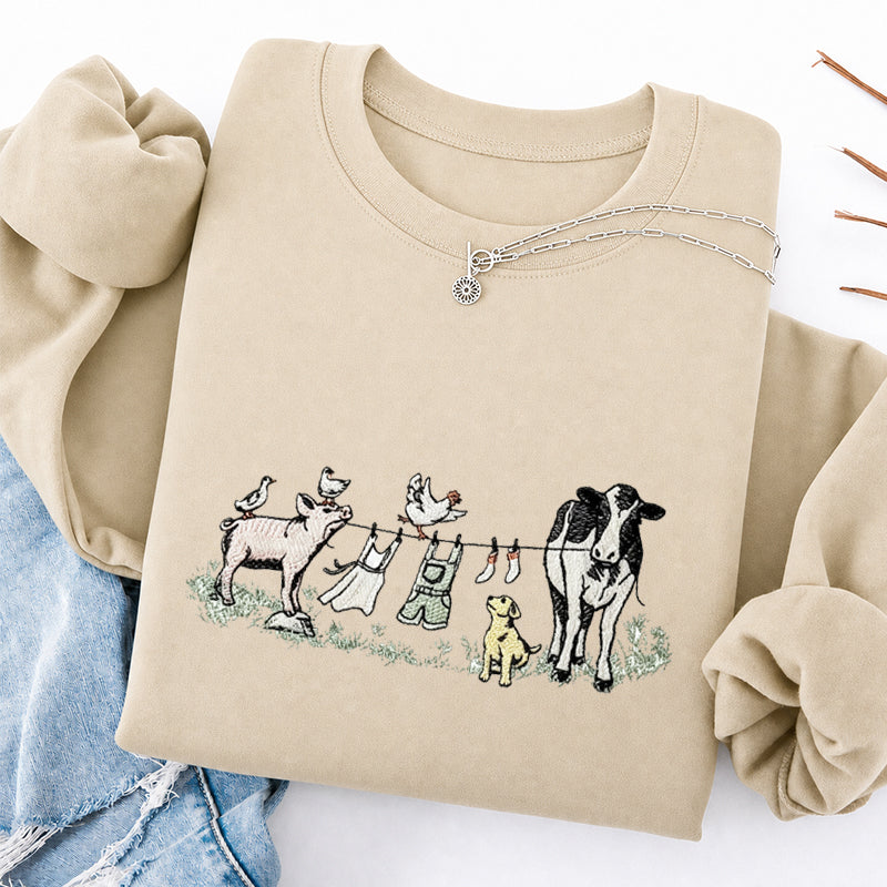 Embroidered Farm Laundry Day Classic Crewneck Sweatshirt