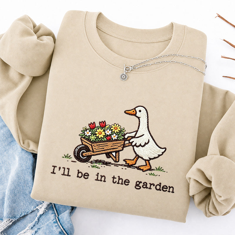 Embroidered Silly Goose Garden Classic Crewneck Sweatshirt