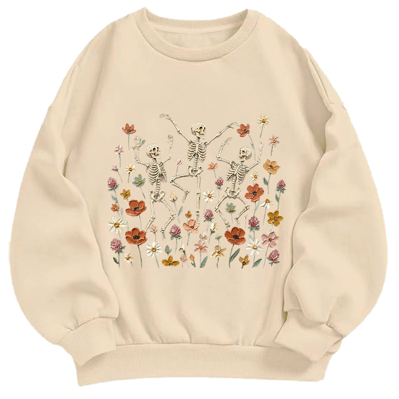Skeleton and Floral Garden Classic Adult Unisex Crewneck Sweatshirts