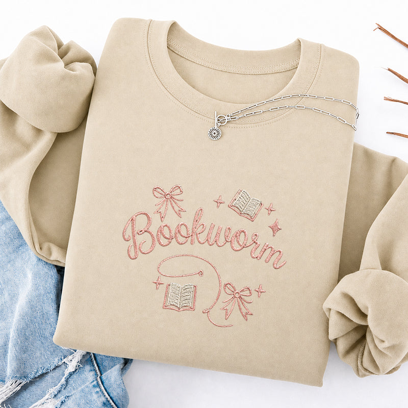 Embroidered Funny Bookworm Classic Crewneck Sweatshirt