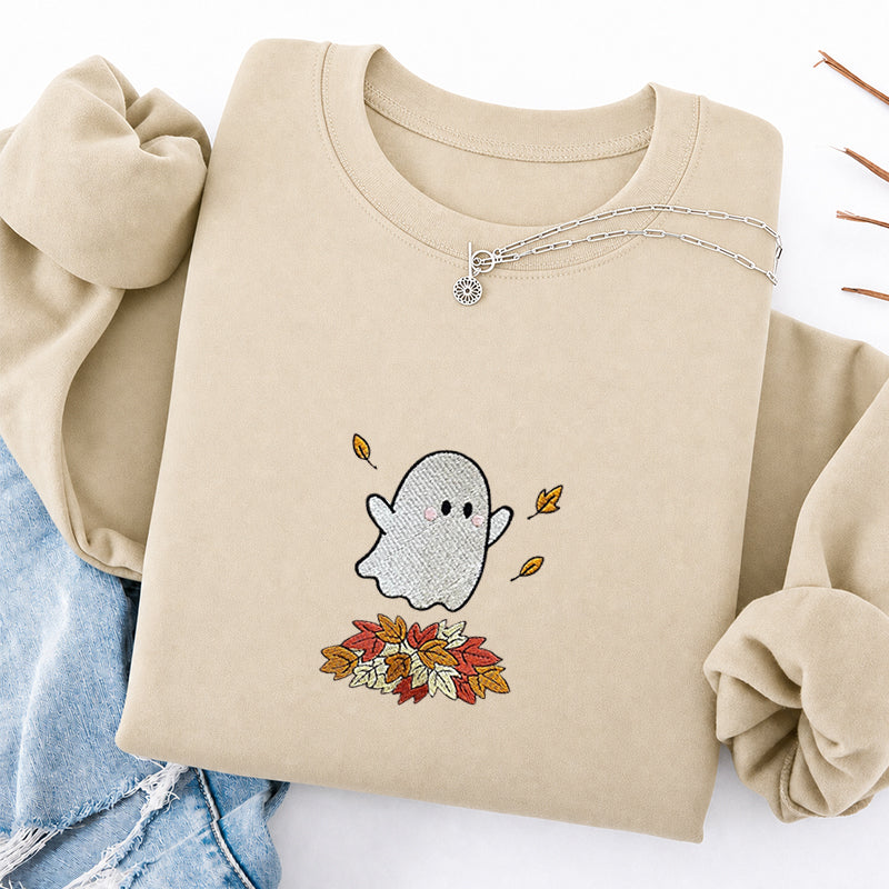 Embroidered Fall Ghost Classic Crewneck Sweatshirt