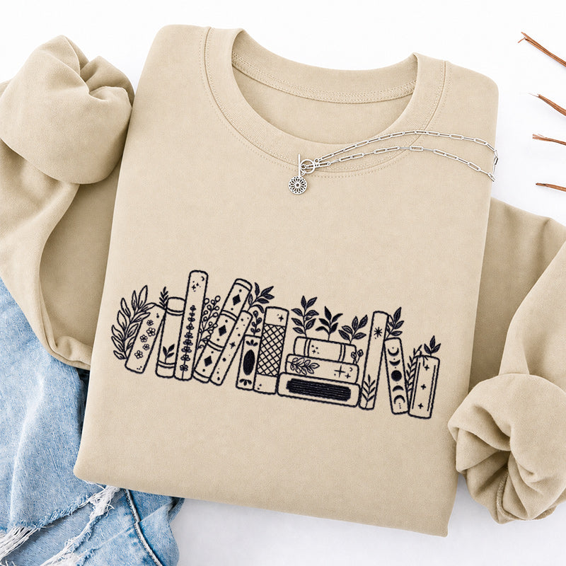 Embroidered Flower Book Classic Crewneck Sweatshirt