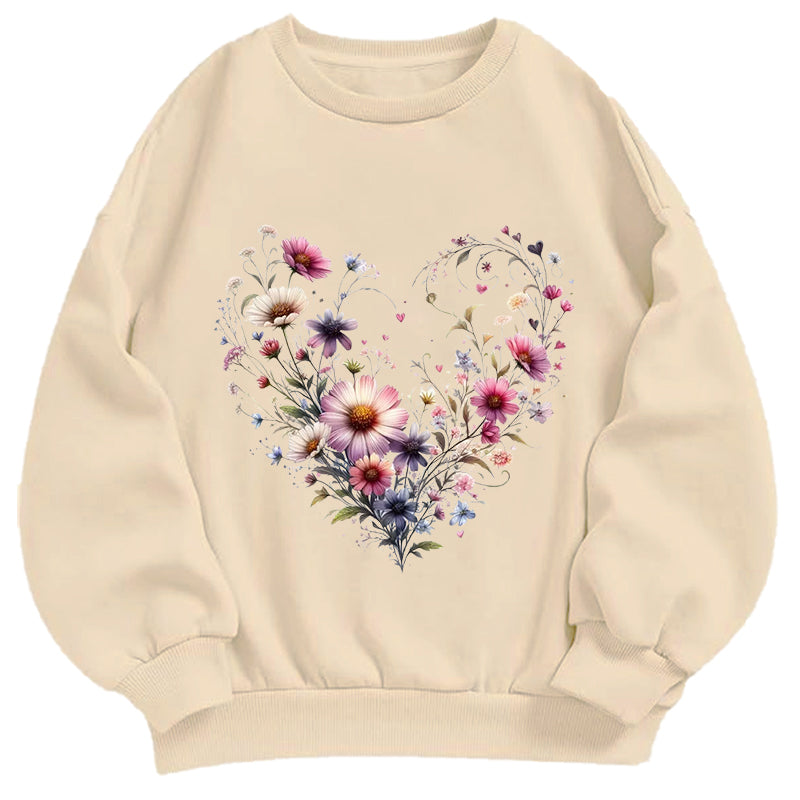 Wildflowers Woven Heart Classic Adult Unisex Crewneck Sweatshirts