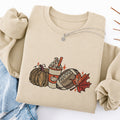 Embroidered Autumn Pumpkin Rugby Classic Crewneck Sweatshirt
