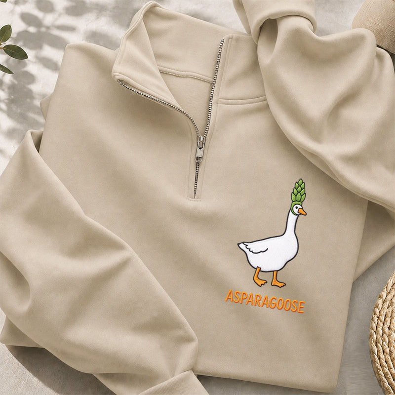 Embroidered Funny Asparagus Asparagoose Classic Quarter Zip Sweatshirt