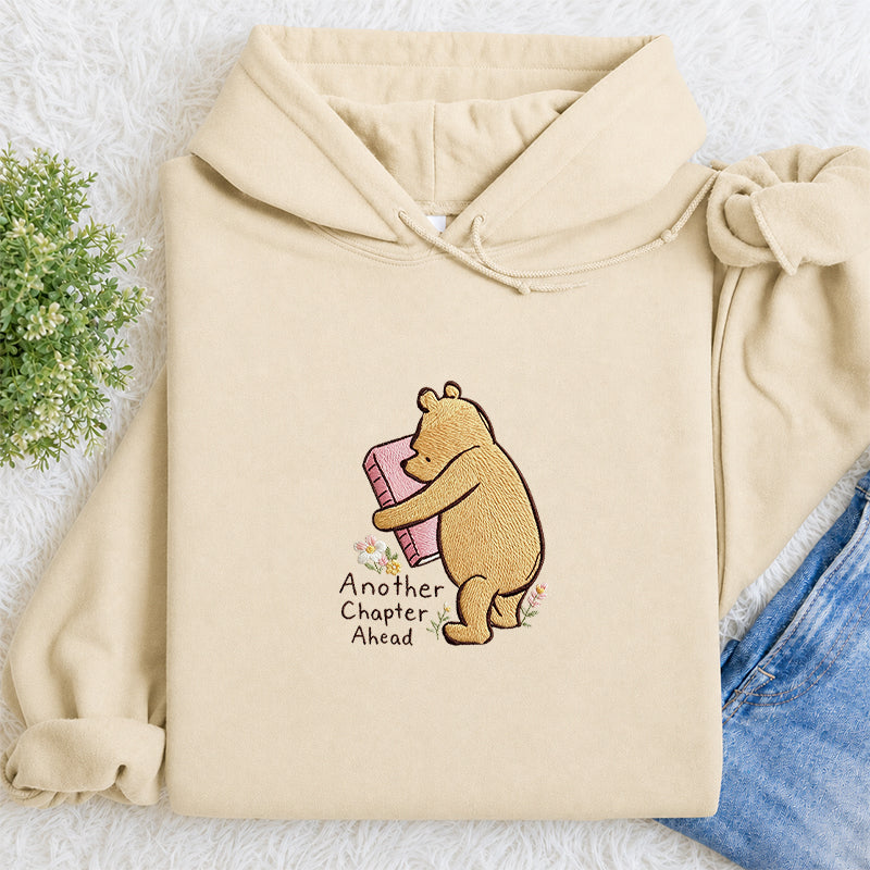 Embroidered Reading Bear Another Chapter Classic Adult Unisex Hoodie