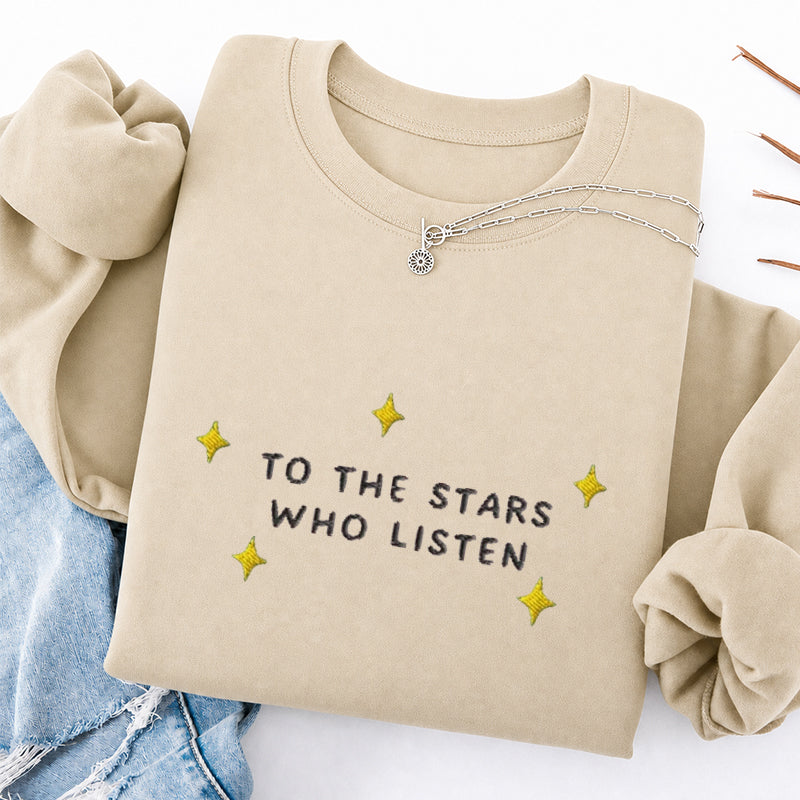 Embroidered To the Star Book Lover Classic Crewneck Sweatshirt