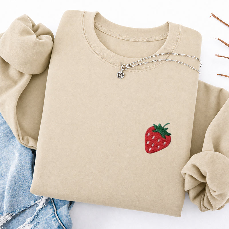Embroidered Strawberry Classic Crewneck Sweatshirt