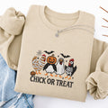 Embroidered Chick Or Treat Classic Crewneck Sweatshirt