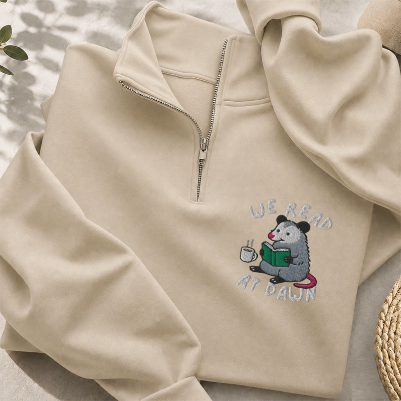Embroidered We Read At Dawn Classic Quarter Zip Sweatshirt