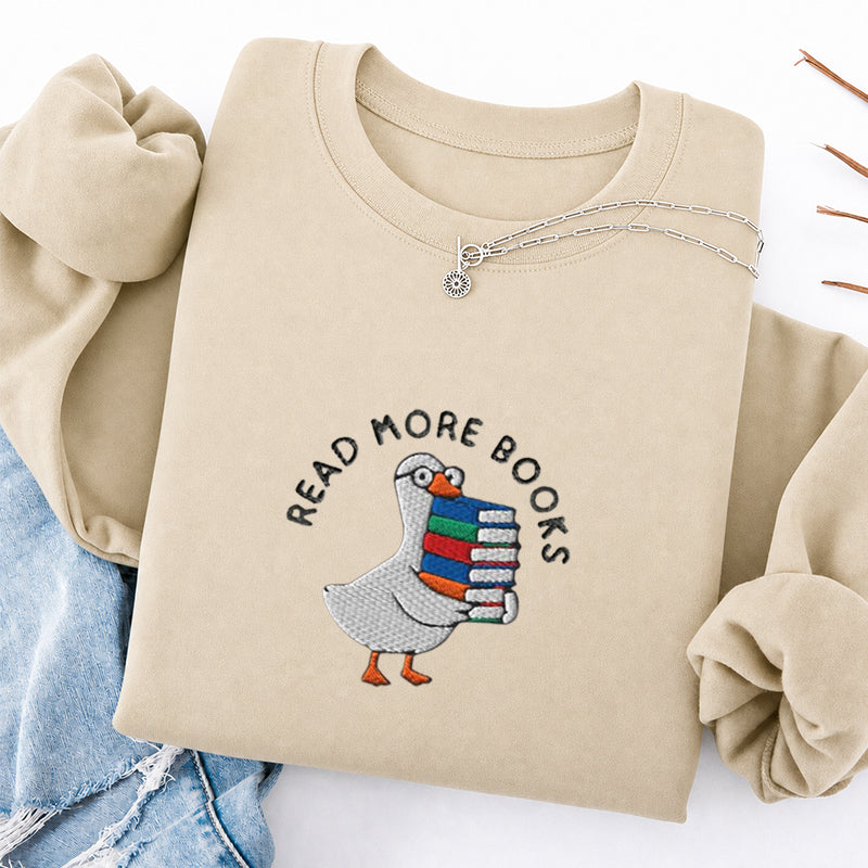 Embroidered Read More Books Goose Classic Crewneck Sweatshirt