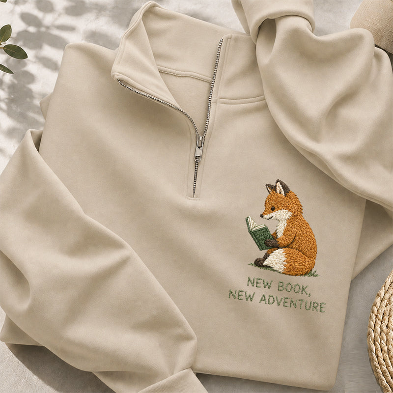 Embroidered New Book New Adventure Classic Quarter Zip Sweatshirt