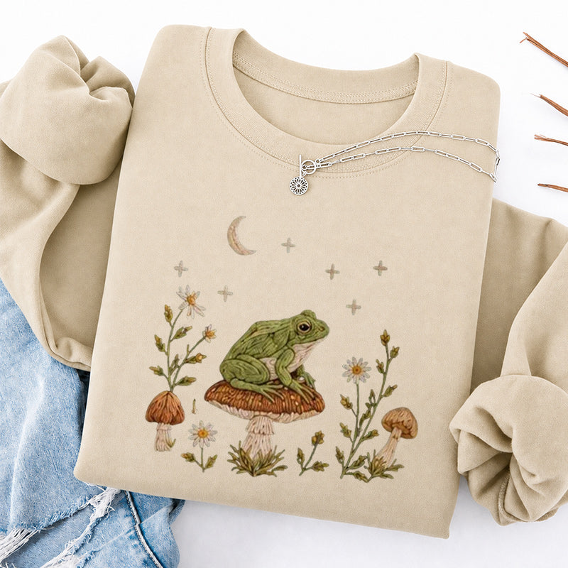 Embroidered Frog Mushroom Classic Crewneck Sweatshirt